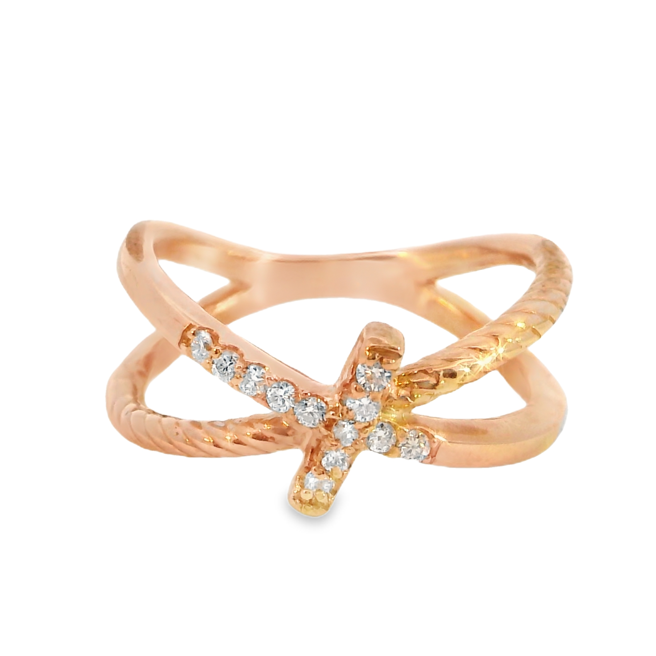 Elegant Rose Gold Cross Ring