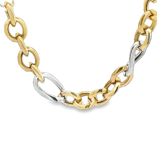 Fancy Two Tone Gold Twisted Link Necklace