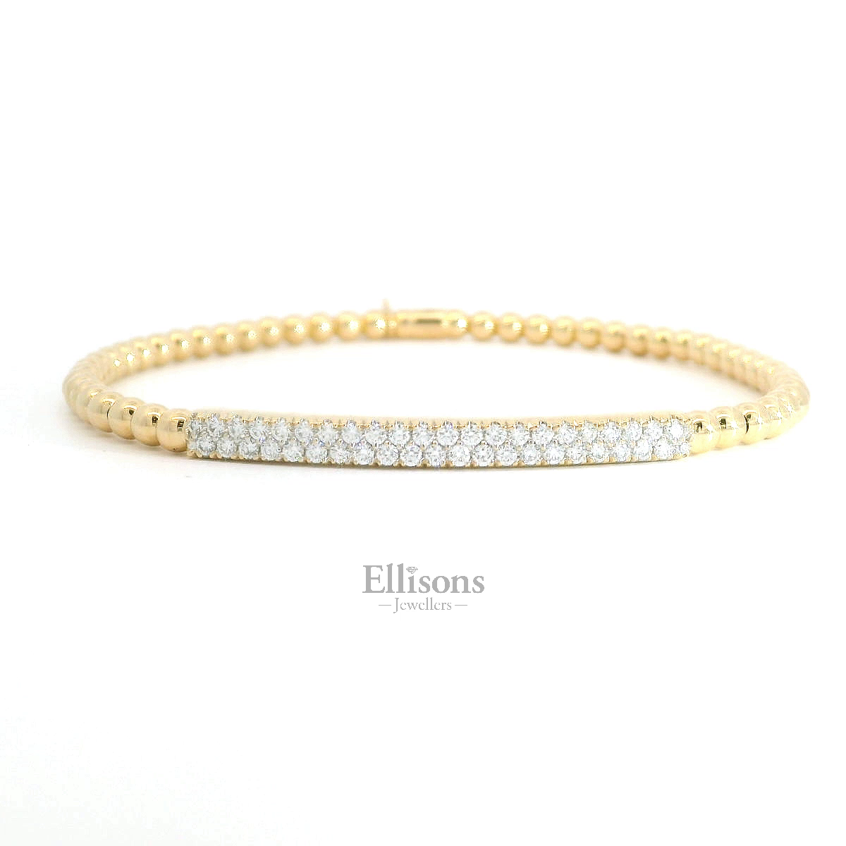 18ct Gold Diamond Pave Bar Tresore Stretch Bracelet 18ct Gold Diamond Pave Bar Tresore Stretch Bracelet