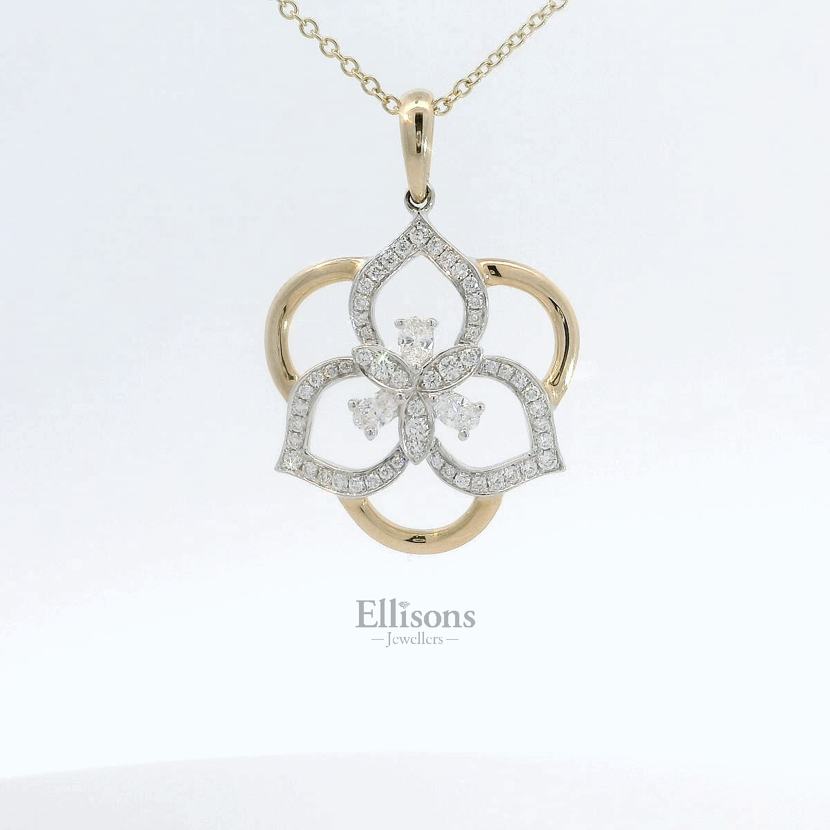 18ct Gold Floral Diamond Pendant 18ct Gold Floral Diamond Pendant