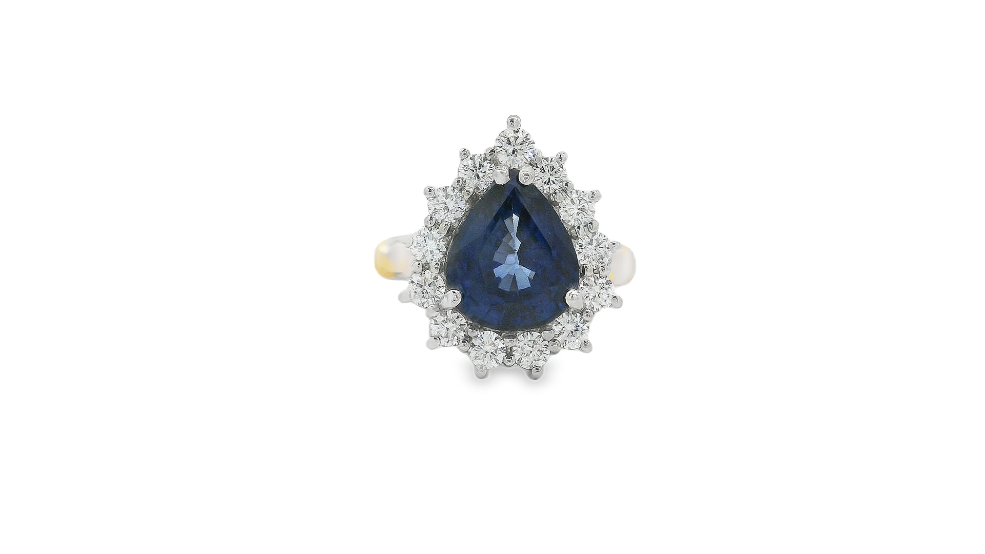18ct Gold Platinum Sapphire and Diamond Pear Cluster ring 18ct Gold Platinum Sapphire and Diamond Pear Cluster ring