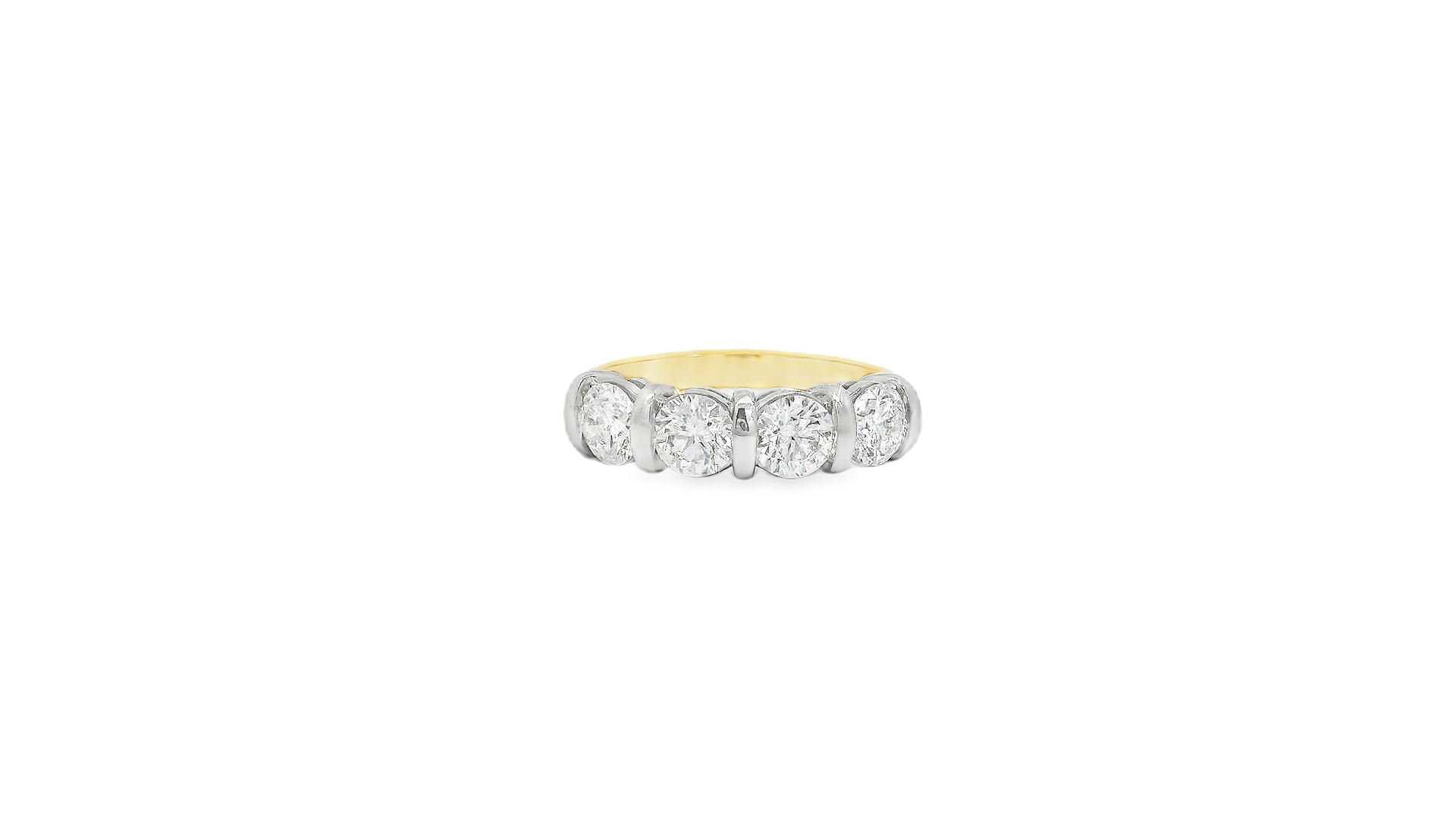 18ct Gold Platinum Four Diamond Bar Set Eternity ring 18ct Gold Platinum Four Diamond Bar Set Eternity ring