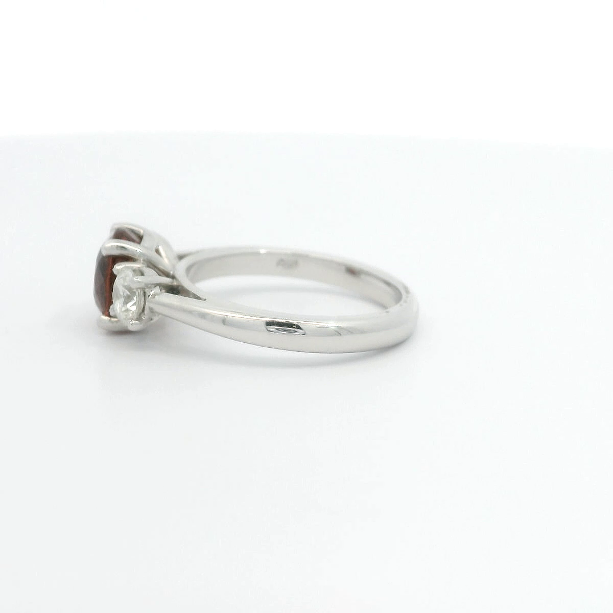 18ct White Gold 3-Stone Orange/Red Sapphire & Diamond Ring 18ct White Gold 3-Stone Orange/Red Sapphire & Diamond Ring