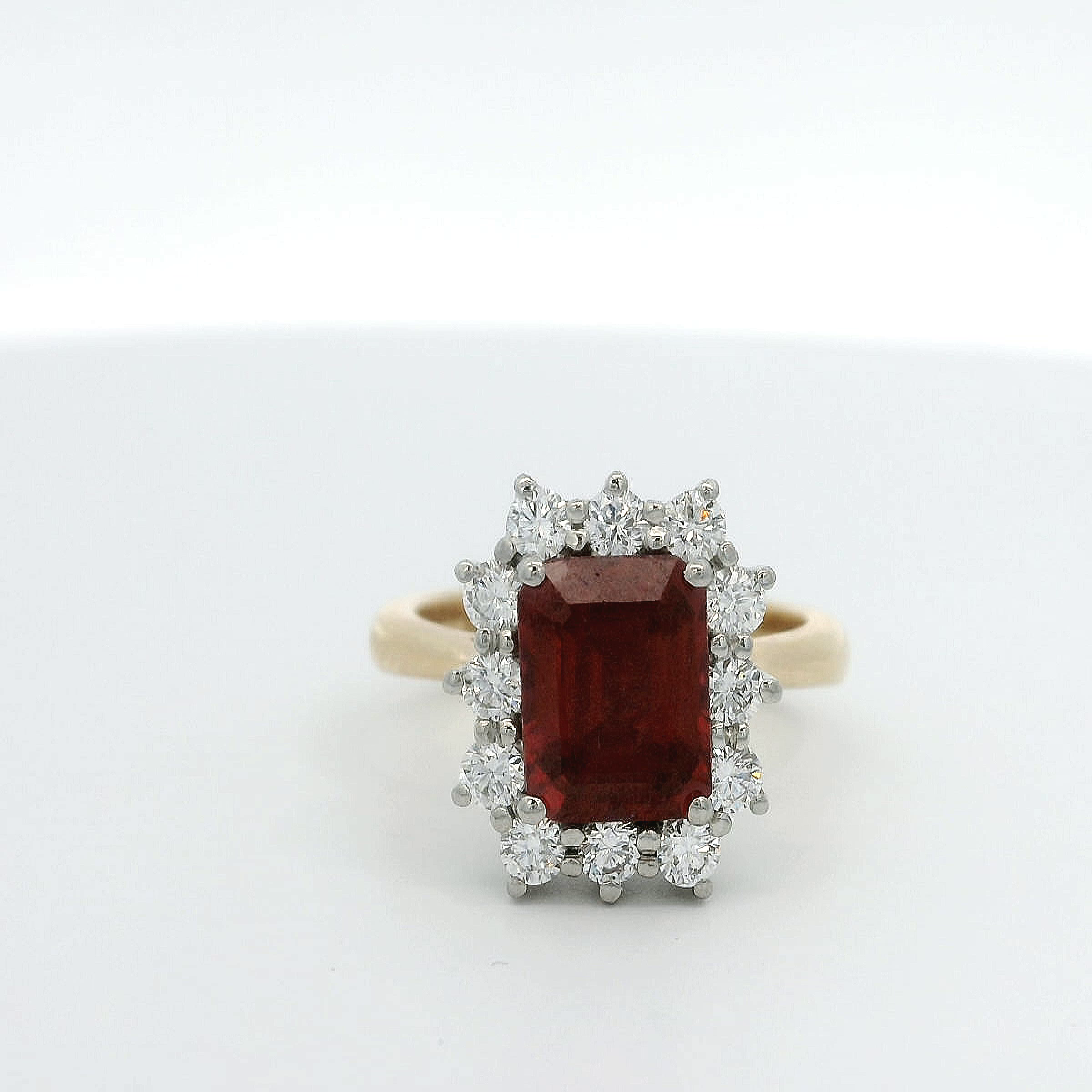 18ct Gold Platinum Ruby and Diamond Octagonal cluster ring 18ct Gold Platinum Ruby and Diamond Octagonal cluster ring