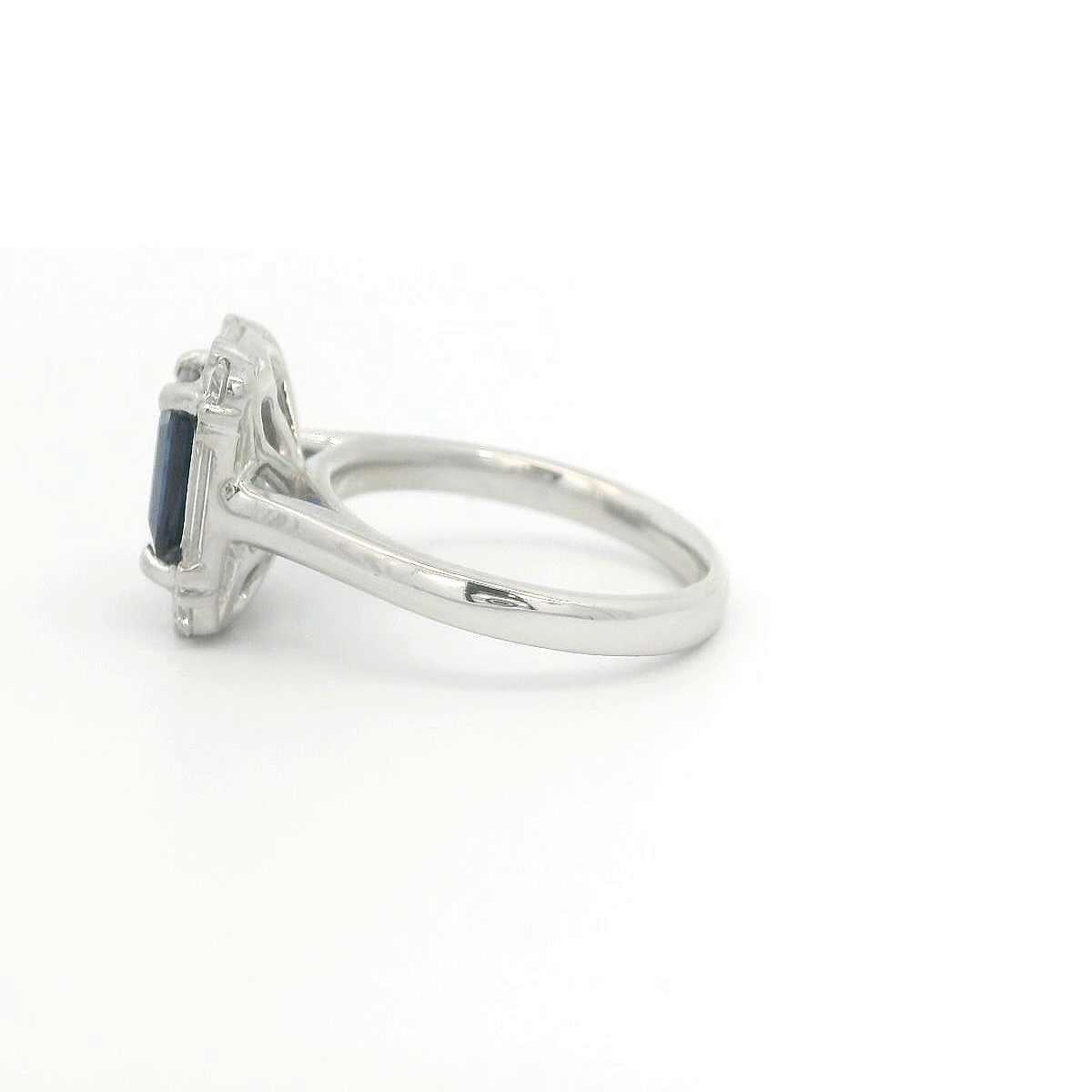 Platinum Emerald cut Sapphire Baguette Diamond cluster ring Platinum Emerald cut Sapphire Baguette Diamond cluster ring