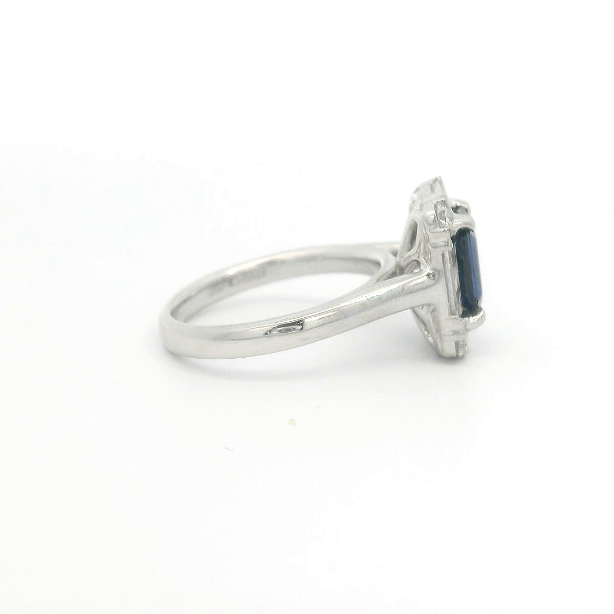 Platinum Emerald cut Sapphire Baguette Diamond cluster ring Platinum Emerald cut Sapphire Baguette Diamond cluster ring