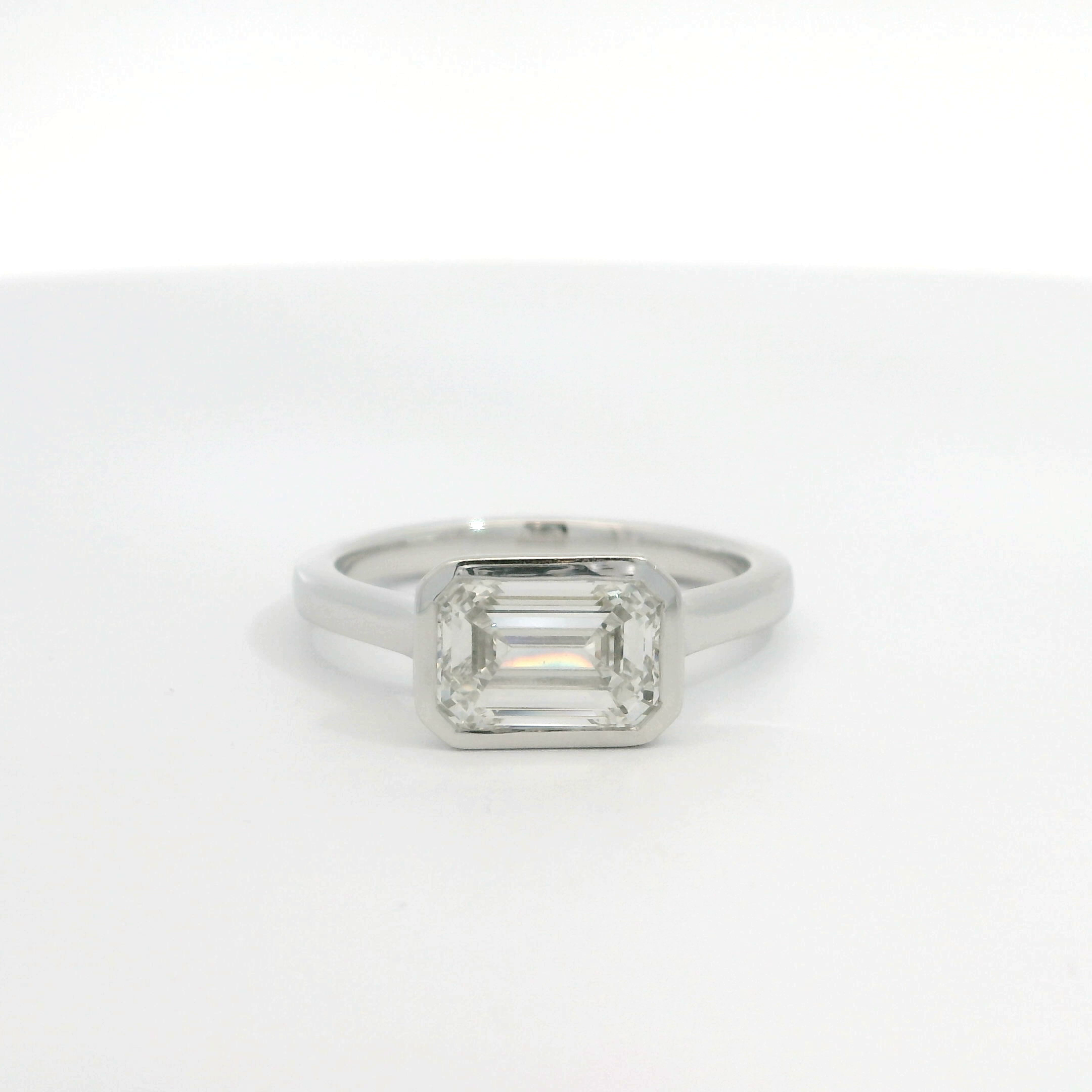 Platinum Emerald cut Lab Grown Diamond Solitaire Landscape ring Platinum Emerald cut Lab Grown Diamond Solitaire Landscape ring