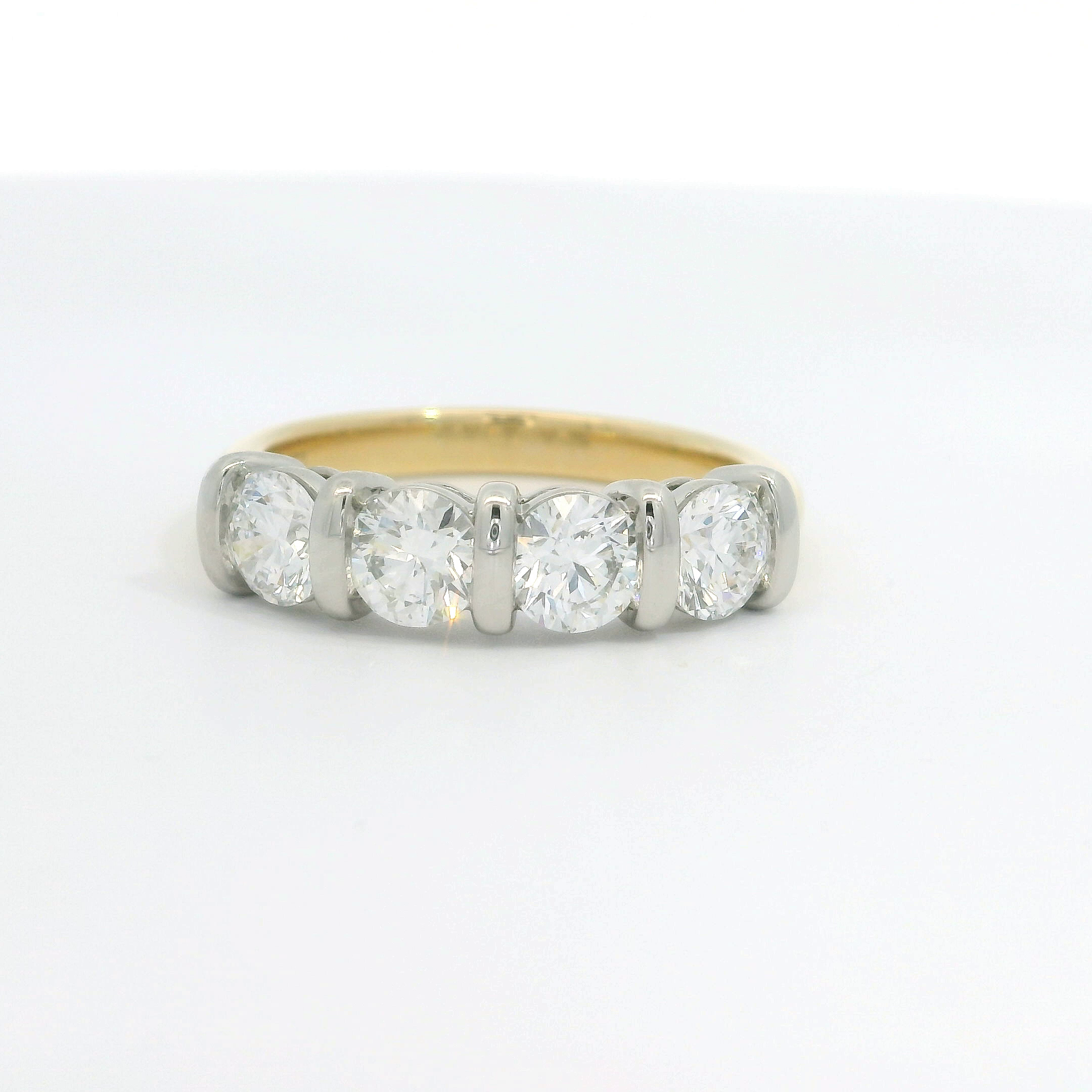 18ct Gold Platinum Four stone FSi1 Diamond Bar set Eternity ring 18ct Gold Platinum Four stone FSi1 Diamond Bar set Eternity ring