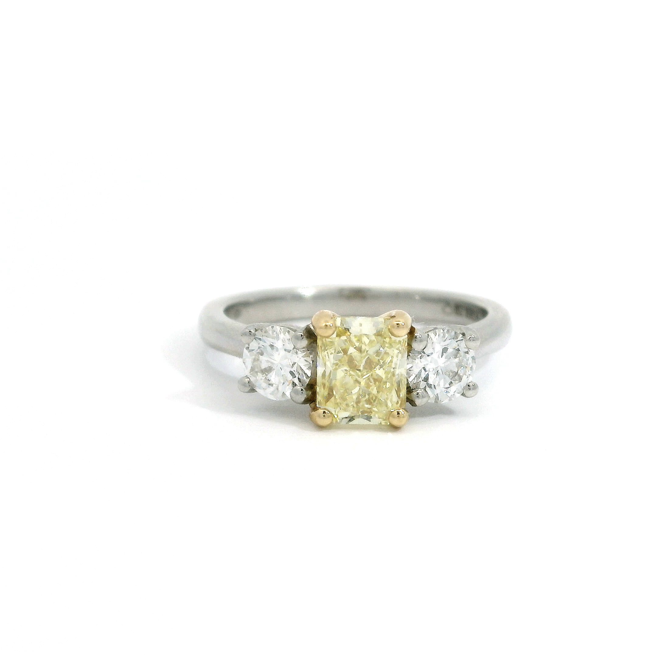 Platinum Radiant Yellow Diamond Trilogy ring Platinum Radiant Yellow Diamond Trilogy ring