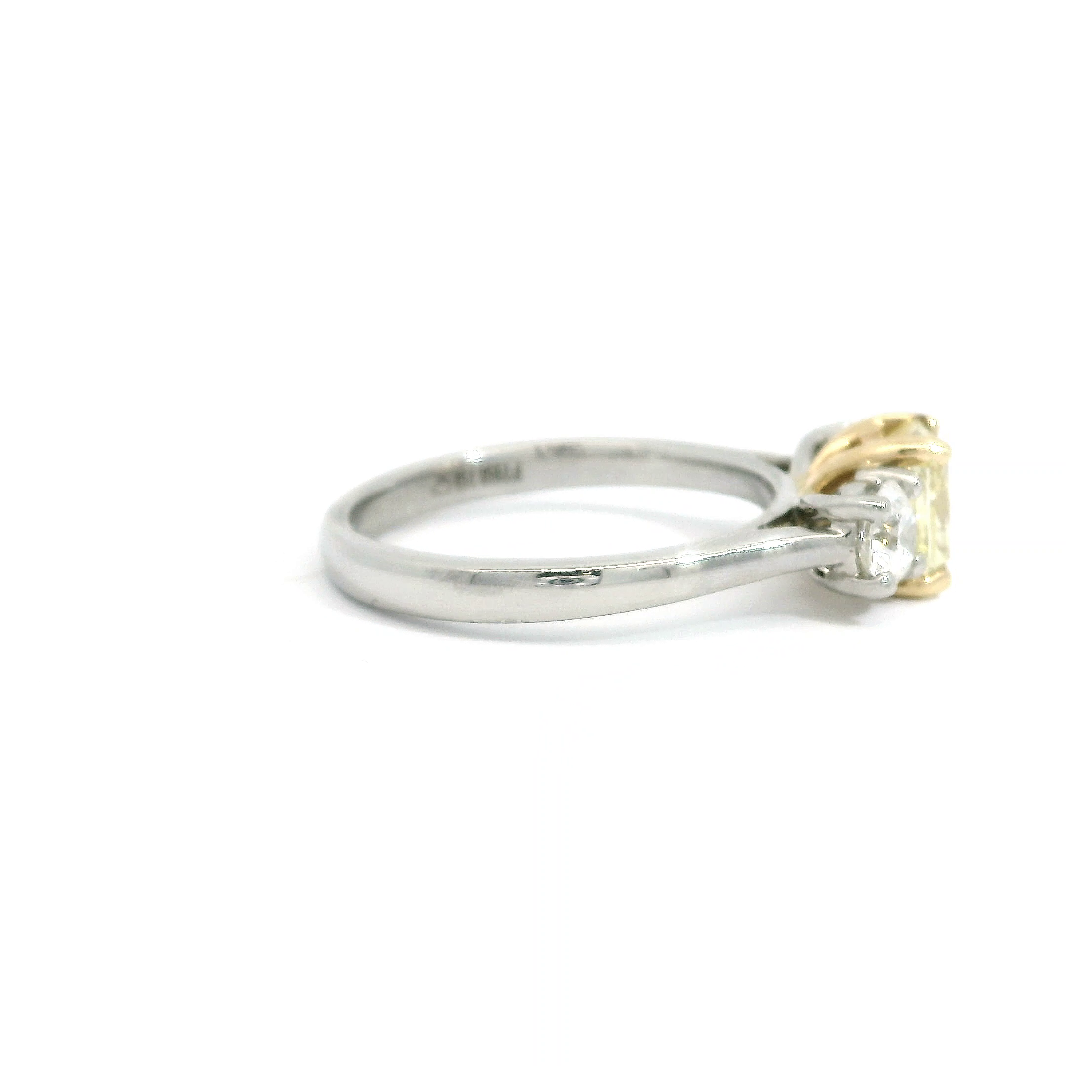Platinum Radiant Yellow Diamond Trilogy ring Platinum Radiant Yellow Diamond Trilogy ring