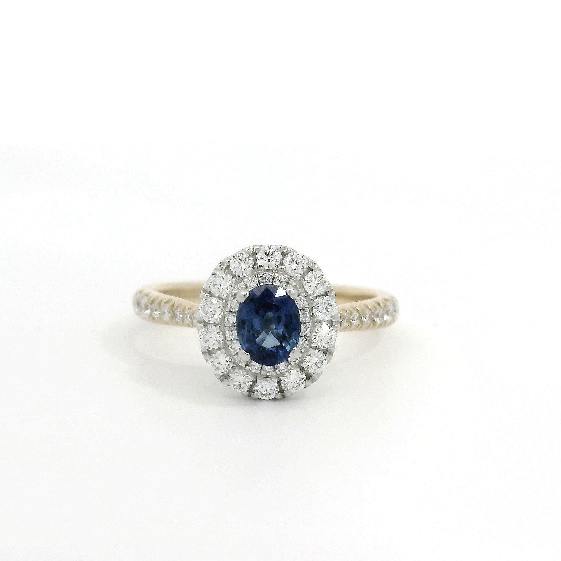 18ct Gold Platinum Sapphire Oval Double Halo cluster ring 18ct Gold Platinum Sapphire Oval Double Halo cluster ring